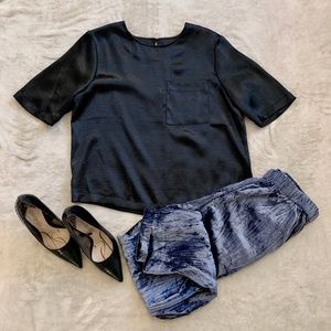 Who What Wear Black Satin Blouse